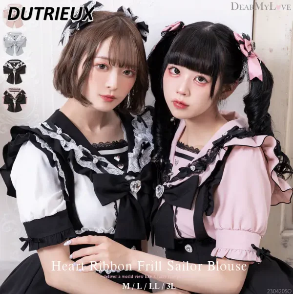 

Summer New All-Match Casual Blouse Lace Edge Lady Cute Short Sleeve Top Japanese Style Student Wear Sailor Collar Casual Shirt