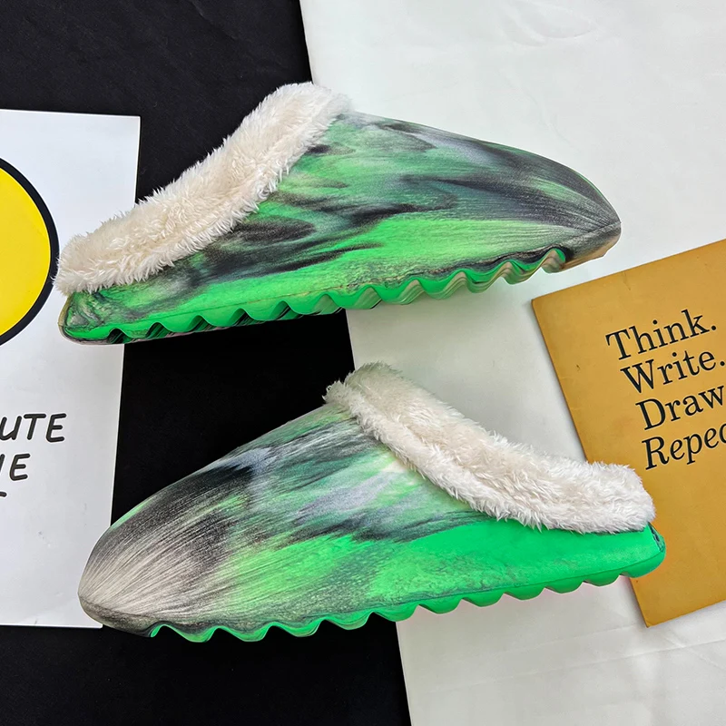 

Men Indoor Warm Home Shoes Multi-Color Waterproof Soft Thick Sole Women Men Slides EVA New Autumn Unisex Cotton Slippers