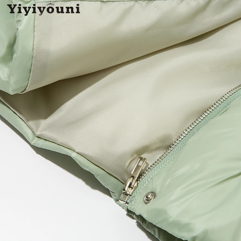 Yiyiyouni Hooded Thicken Bubble Coat Women Autumn Winter Cotton Liner Puffer Jacket Female Padded Parkas Solid Pockets Outerwear