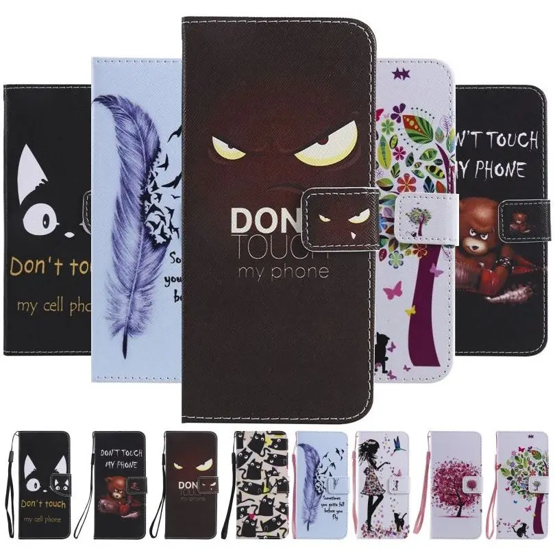 

Flip Case For Apple iphone XR XS X 11 Pro Max 7 8 6s Plus 5s 5C ipod touch 6 5 Tree Girl Cat Eyes Style Wallet Stand Fundas E06F