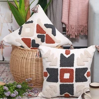 free shipping tufted american style loop plush cushion cover 45x45cm tassels pillow case home decoration no core ysdpe203