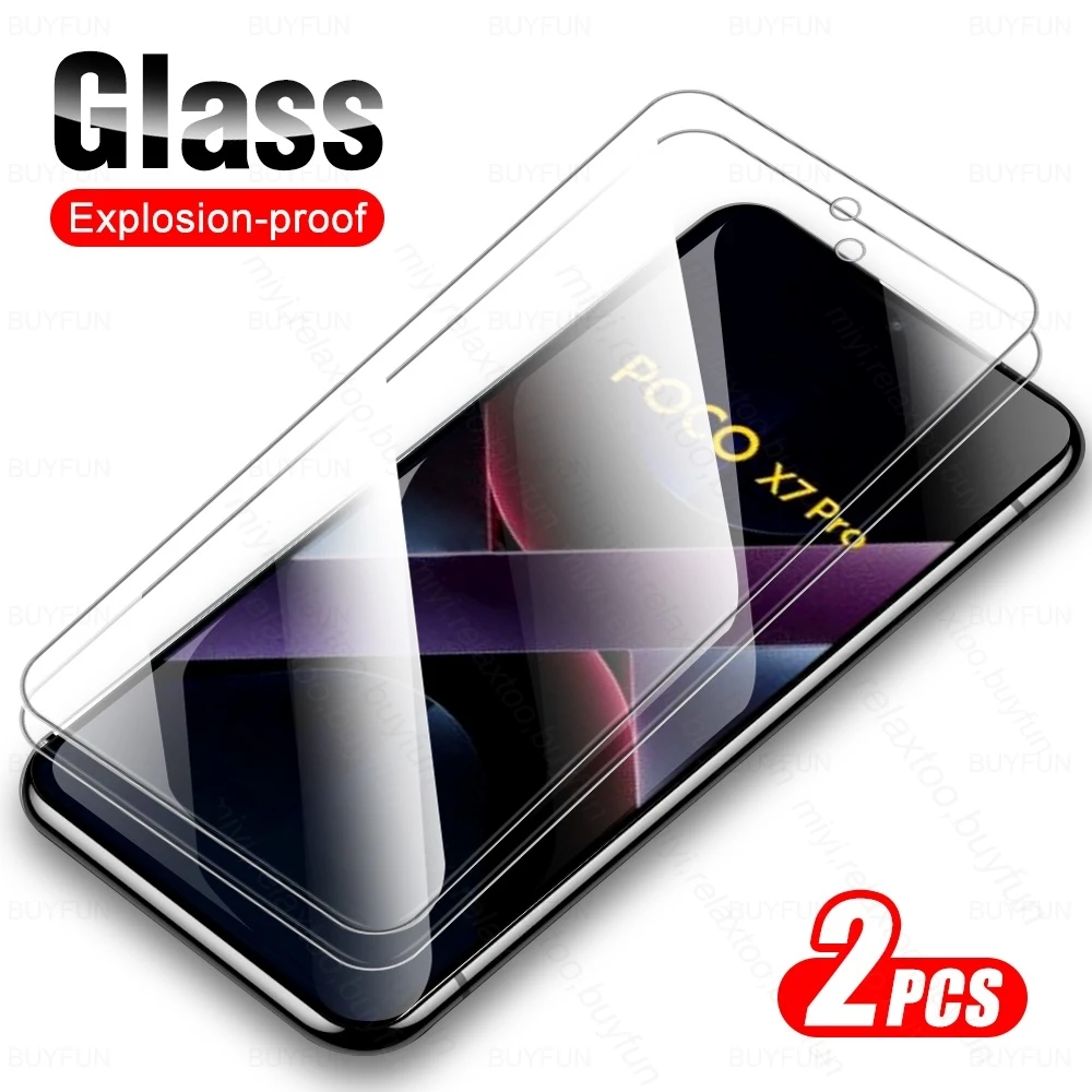 2 шт. защитное стекло для Xiaomi Poco X7 Pro 5G 9H Премиум защитная пленка экрана PocoX7Pro Poko Little
