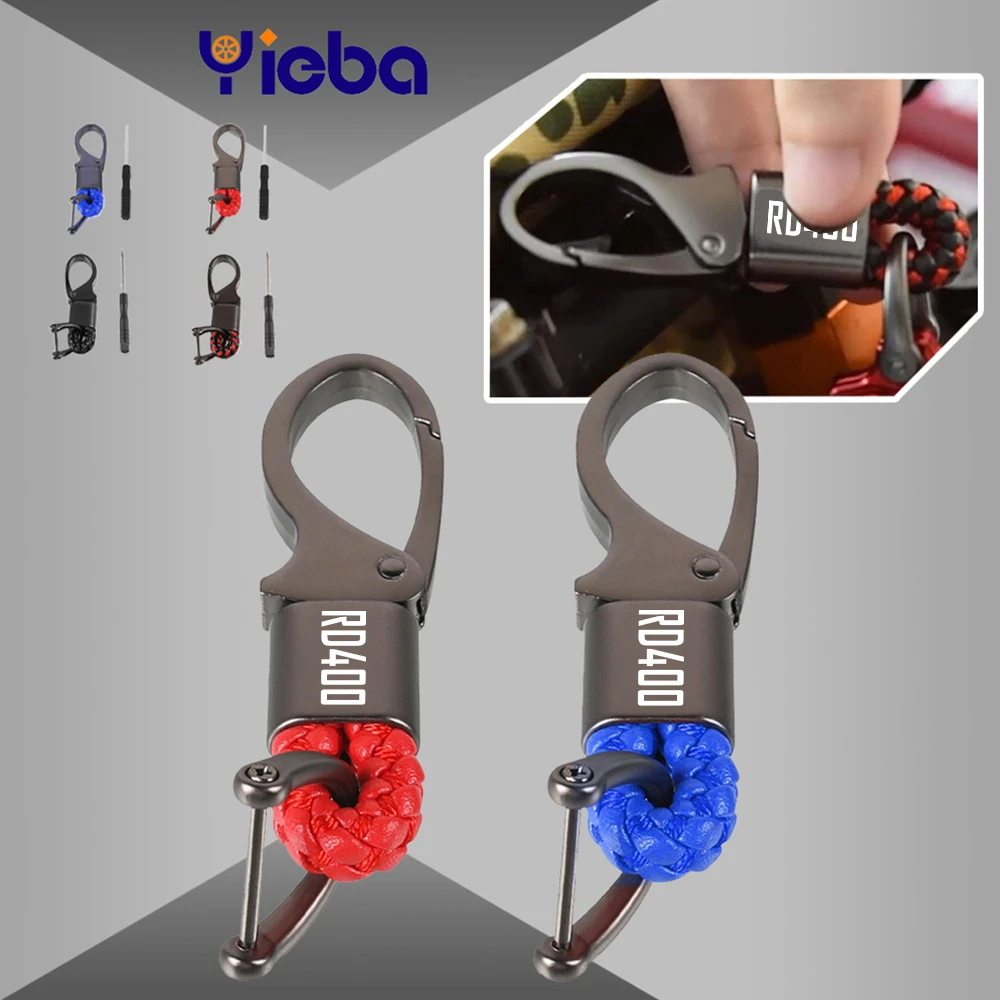 CNC Motorcycle RD400C D E F 76-79 Keyring Metal Braided Rope key Ring Keychain Key chain For Yamaha RD400 1976 1977 1978 1979