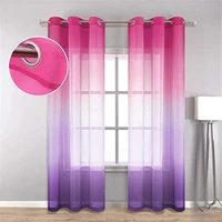 2022 pink purple linen curtains gradient semi voile drapes for bedroom living room grommet top window curtains princess room