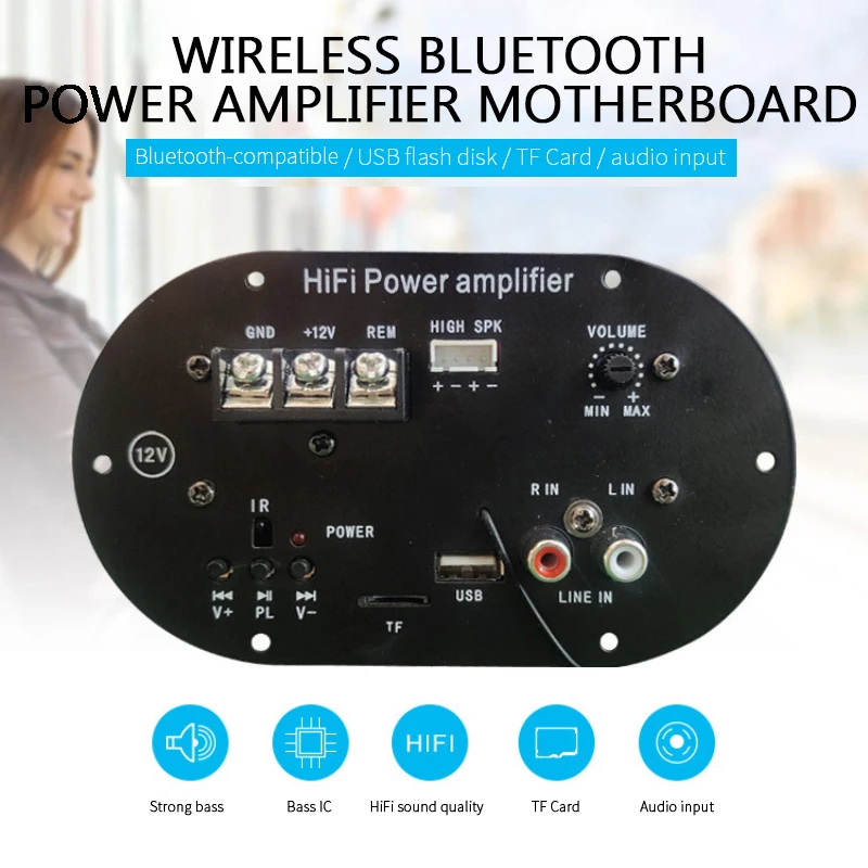 

Stereo Amplifier Board Digital Portable Hifi High Power Multifunctional Car Supplies Auto Subwoofer 50-70w Practical Bluetooth
