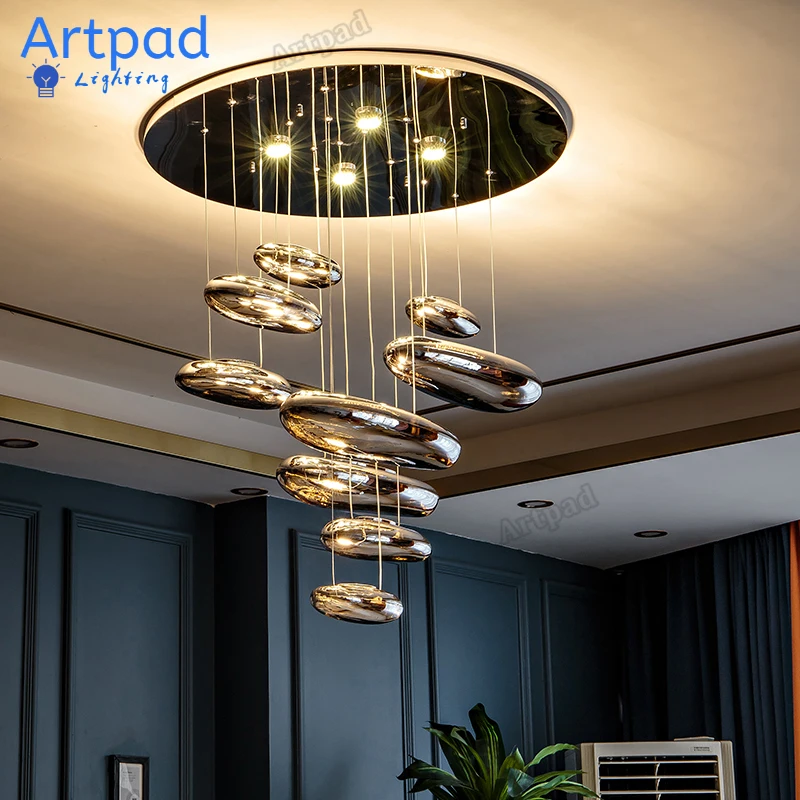 

New Italian Design Pendant Lamp Floating Water Drop Restaurant Lighting Fixture Designer Villa Showroom Light Luxury Chandelier