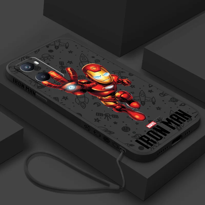 

Marvel Iron Man For OPPO A53S A52 A33 A32 A31 A16S A12 A11S A9 A5 F21 F11 2020 Pro Liquid Left Rope Phone Case