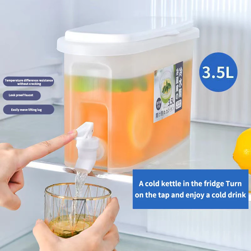 

Cold Kettle with Faucet in Refrigerator Iced Beverage Dispenser Refrigerator and Spigot 3.5L Large Capacity Cold Water Pitcher