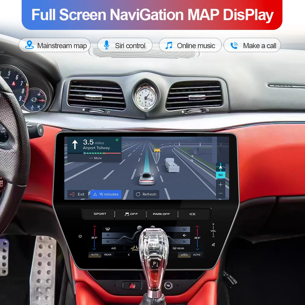Фото 22-дюймовый автомобильный радиоприемник с экраном Android для Maserati GranTurismo GT/GC 2007-2015, мультимедийный видеоплеер, стерео, авто GPS, Carplay DSP №4