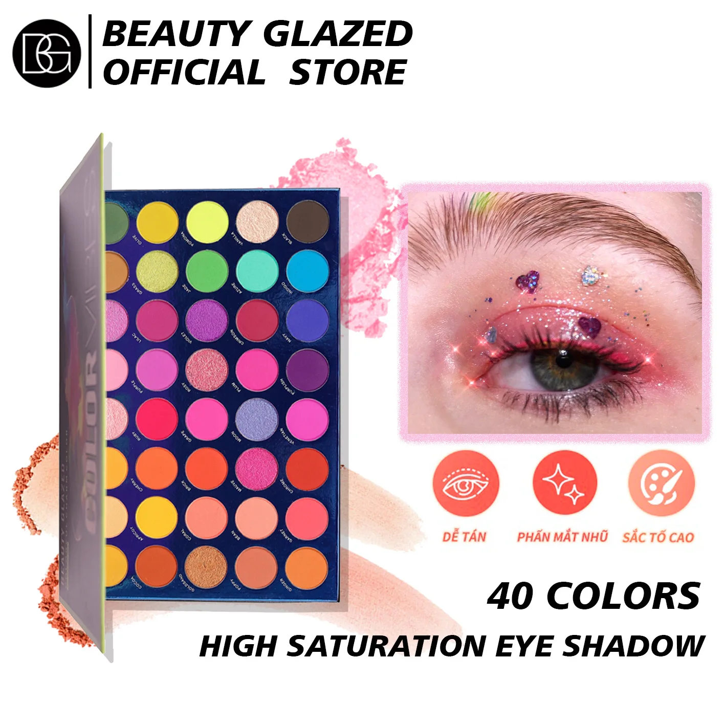 

BEAUTY GLAZED 40 Colours Guitar Eyeshadow Pearlescent Mashed Potato Eye shadow Stage Makeup Cos Makeup Netflix Gliter for Eyes