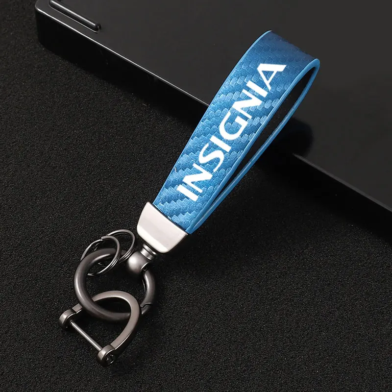 

For OPEL Insignia car keychain Color Carbon Fiber Keychain Car Styling Custom Rotating Horseshoe Key Ring