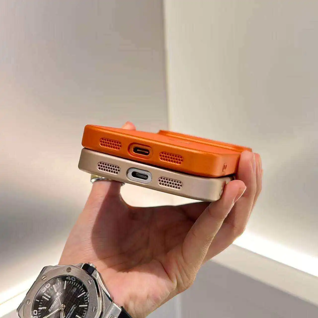 Фото Роскошный новый чехол для телефона с текстурой оранжевой кожи для iPhone 17 Pro Max 16 15 14 13 12 11 Pro Max Plus, ретро-дизайн, мягкая рамка, противоударный №5