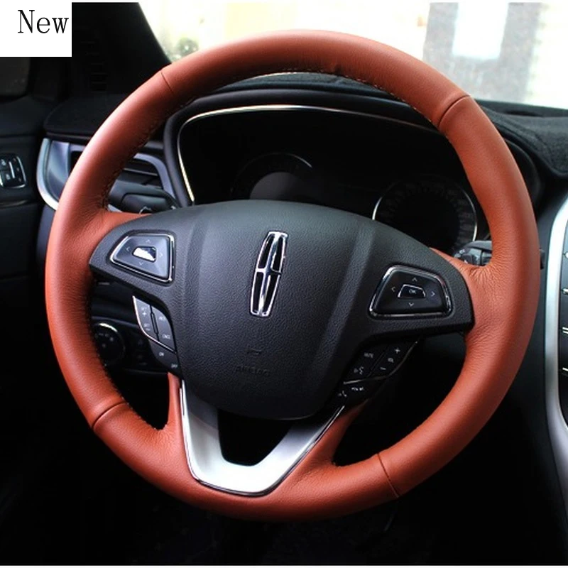 

Suitable for Lincoln MKX MKC MKZ Customized Hand-Stitched Leather Car Steering Wheel Cover Set Car Accessories
