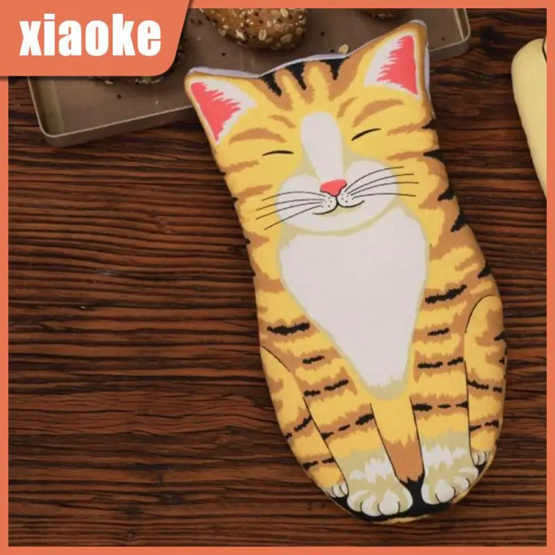 

Microwave Cartoon Ginger Cat Gloves Cute Cat Shape Kitchen Gloves Anti-scald Insulation Potholder Kitchen Tool Heat Insulation