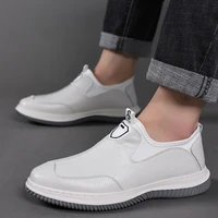 mens new brand fashion cow split casual mesh shoes male summer breathable slip on sports shoes comfy soft outdoor sneakers