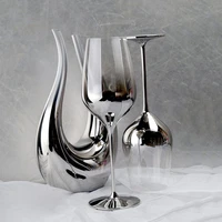 crystal glass electroplated silver gray gradient american red wine glass metallic champagne glass decorative goblet sober up