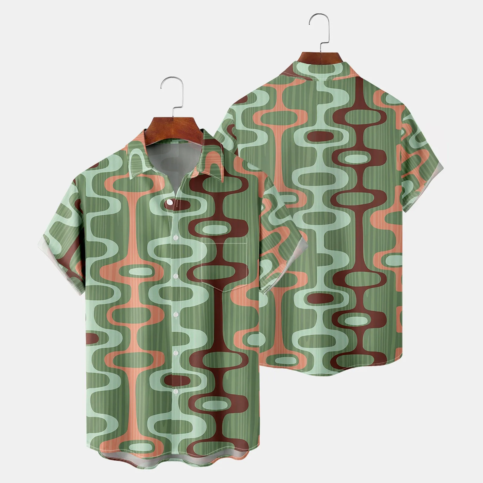 

Гавайская рубашка мужская с коротким рукавом, модная повседневная Пляжная футболка с принтом, на пуговицах, лето