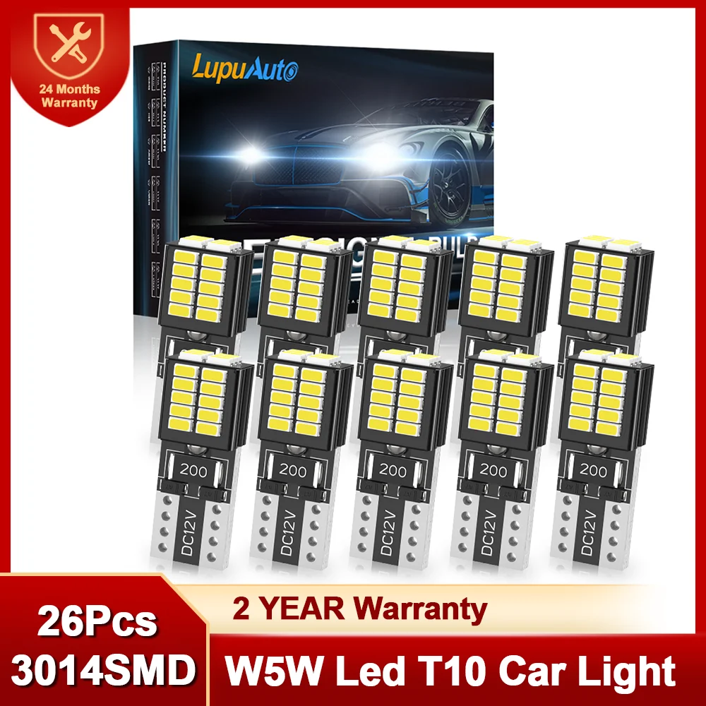 10X W5W LED T10 LED Bulbs Canbus 3014SMD For BMW Audi Car Parking Position Lights Interior Map Dome Lights 12V White 6500K