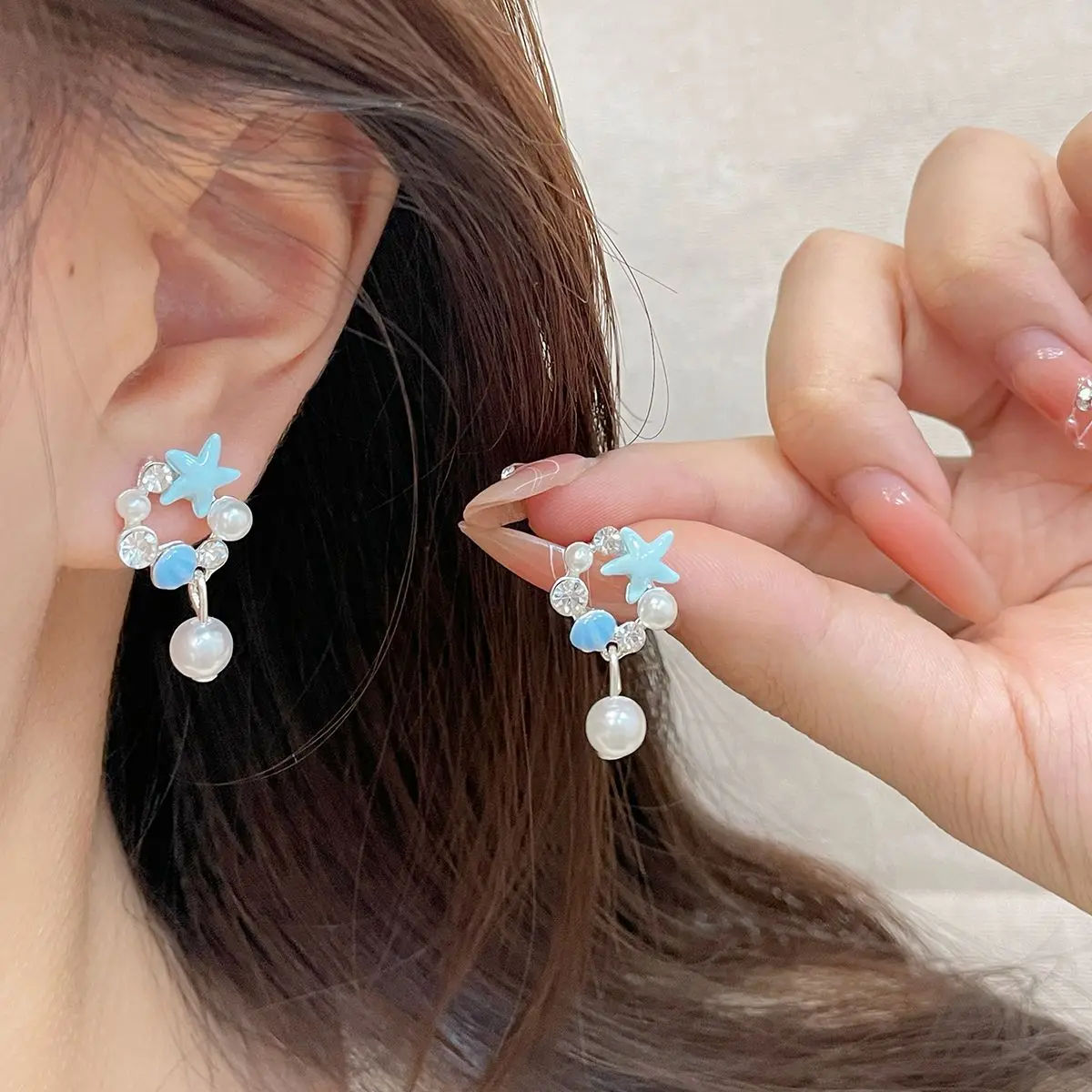 Милые синие серьги KADRUFI с морскими звездами и для женщин милые женские пляжным