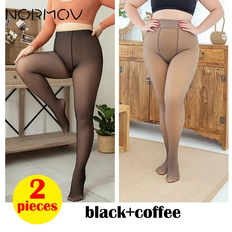 

2 шт., женские зимние колготки с высокой талией, 47-80 кг