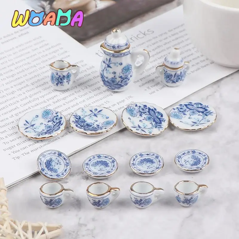 

15 шт./набор, Миниатюрный фарфоровый чайный набор