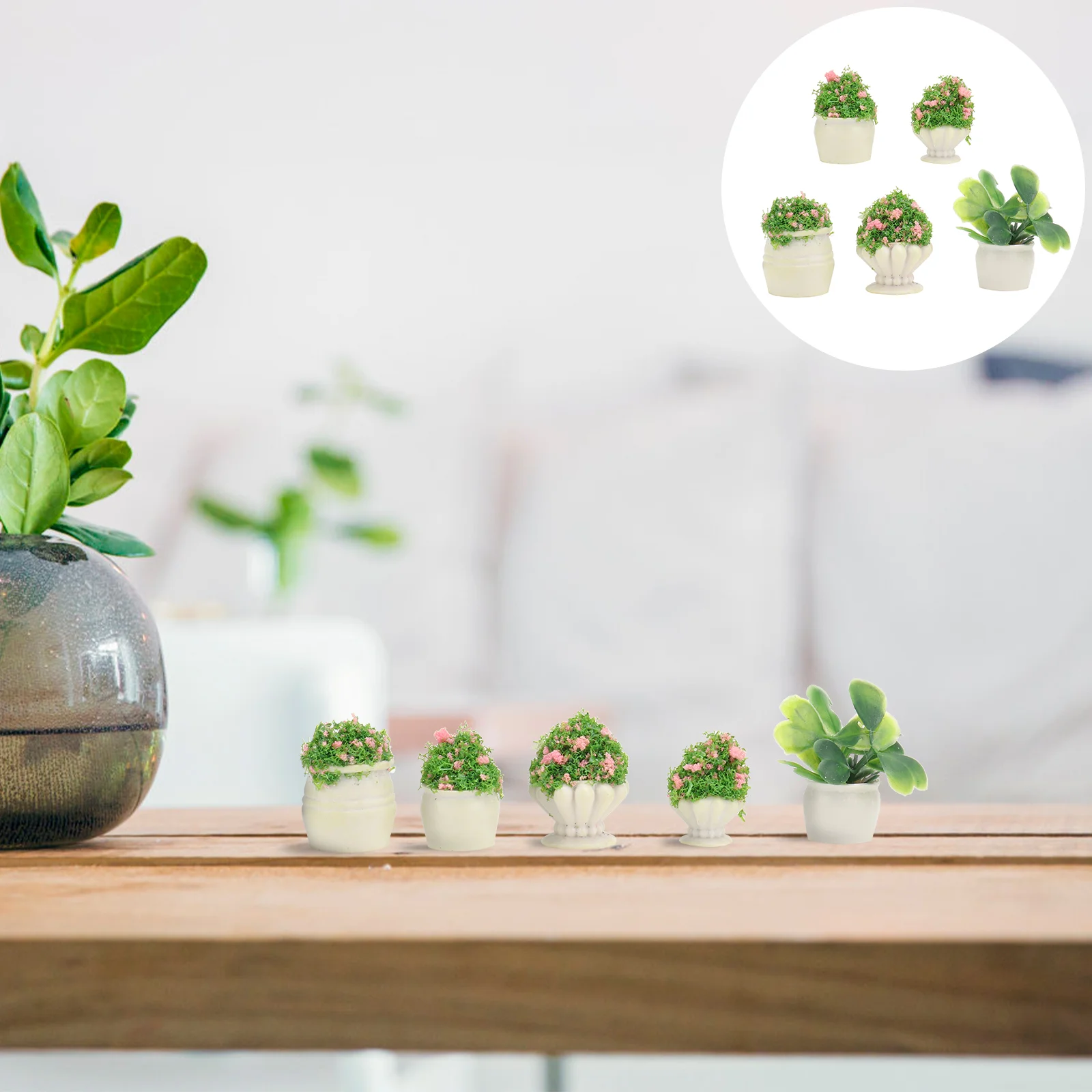 

Potted Miniature Mini Artificial Bonsai Flower Flowers Faux Ornament Pot Fake Adornment Pots Decor Greenery Resin House Diy