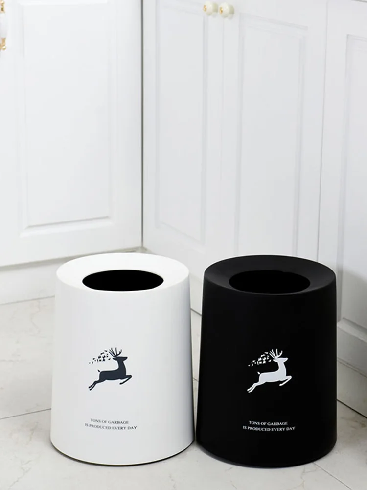 

Нордическая мусорная корзина 8 л/12 л, круглая мусорная корзина, пластиковая мусорная корзина с оленями, мусорная корзина для гостиной, ванно...
