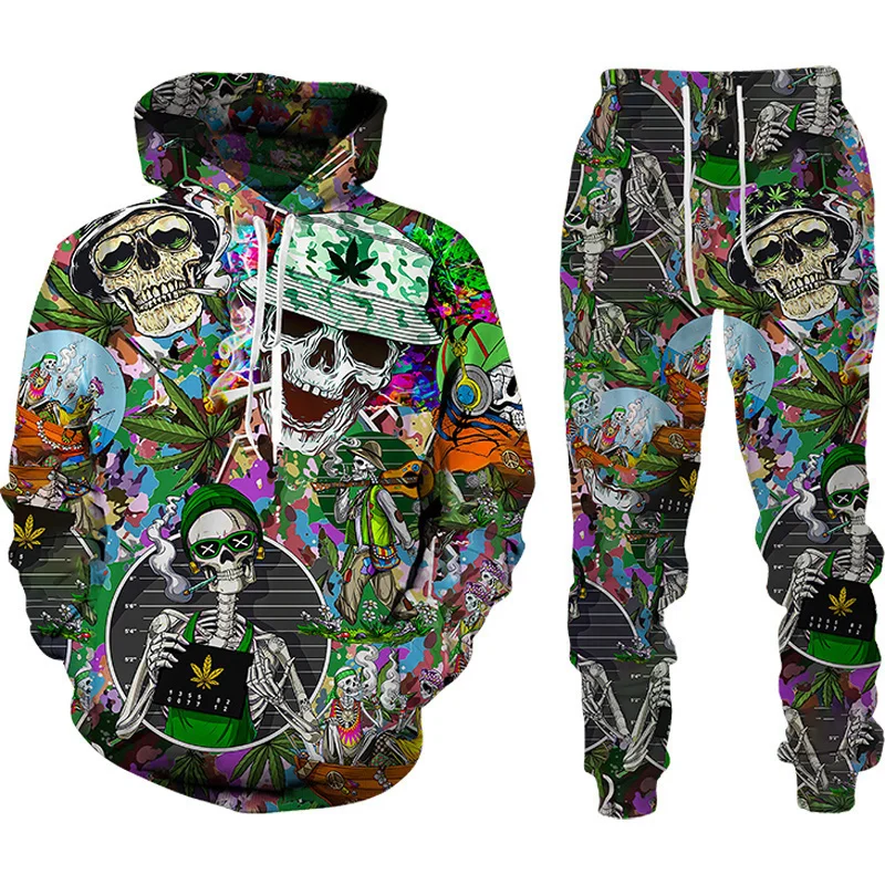 

Костюм спортивный мужской с 3D-принтом, свитшот с капюшоном, пуловер и штаны, уличный костюм в стиле хип-хоп, Осень-зима