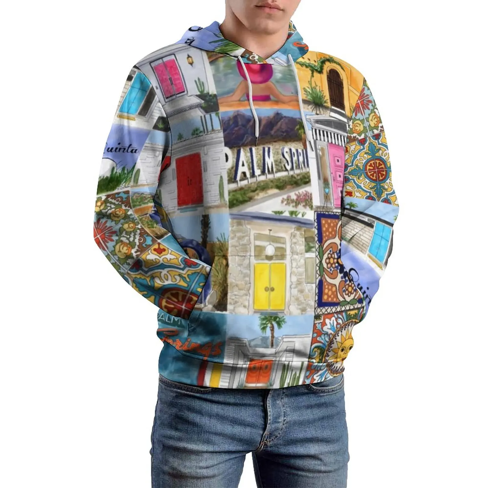 

Mid-Century Casual Hoodies Palm Springs Talavera Elegant Graphic Hooded Sweatshirts Autumn Long Sleeve Loose Oversized Hoodie