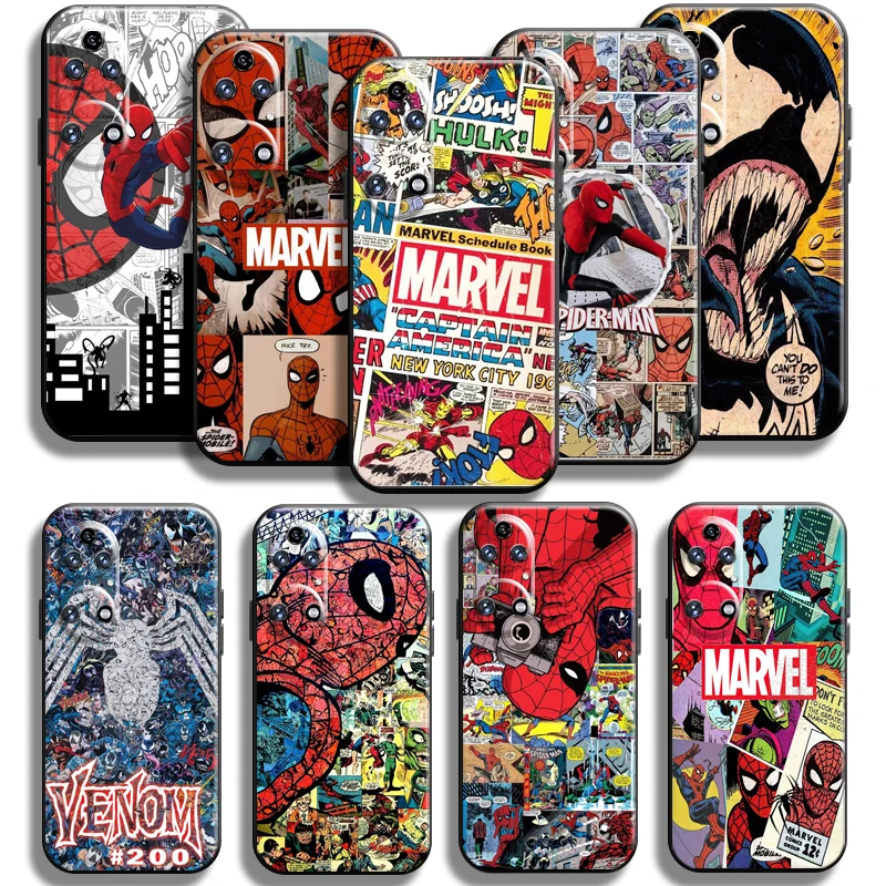 

Marvel Spiderman Venom Comics Phone Case For Huawei P50 P50 Pro Shockproof Carcasa TPU Cases Funda Liquid Silicon Soft Black