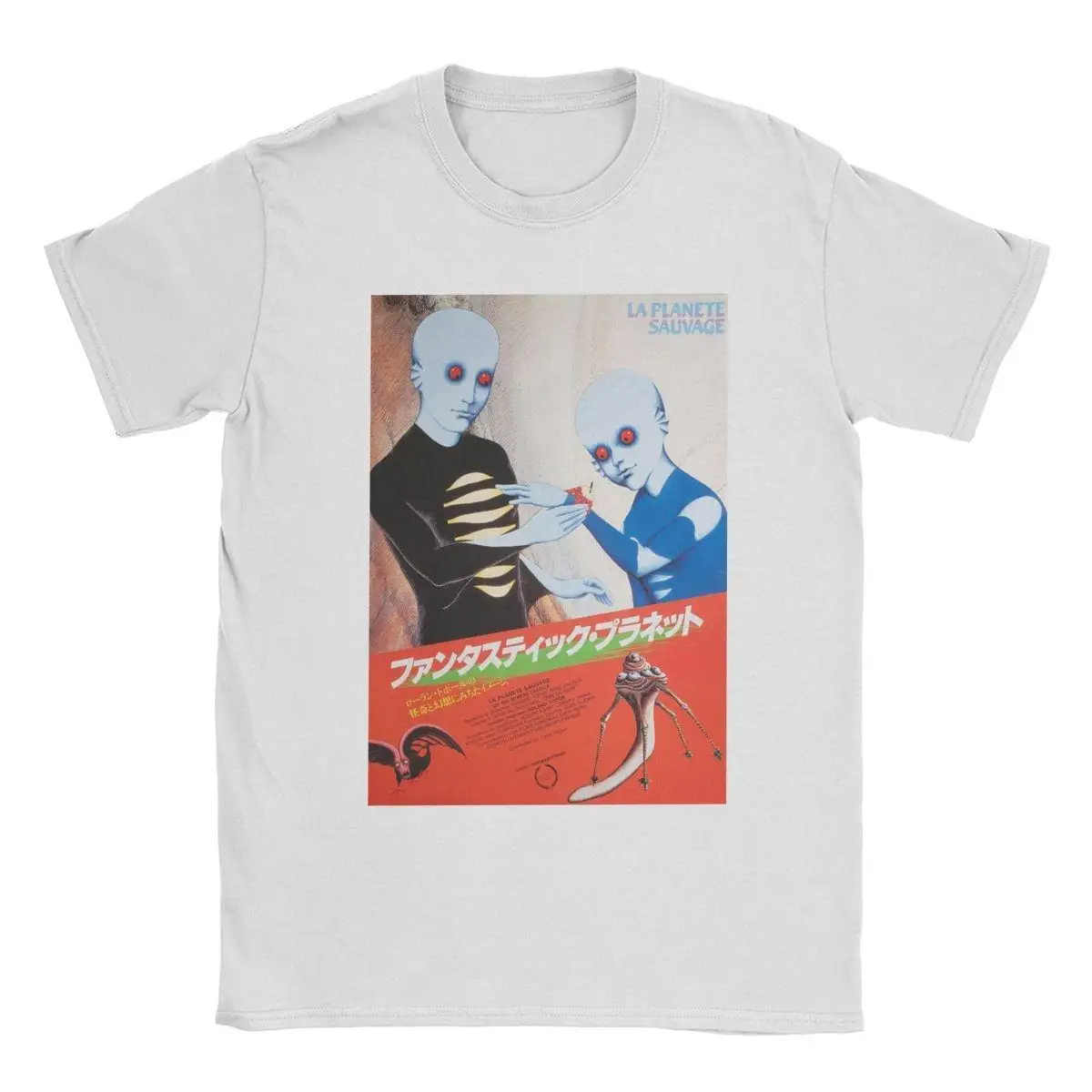 Vintage Japanese Fantastic Planet T-Shirts Men Crewneck 100% Cotton T Shirt Short Sleeve Tees Gift Idea Tops