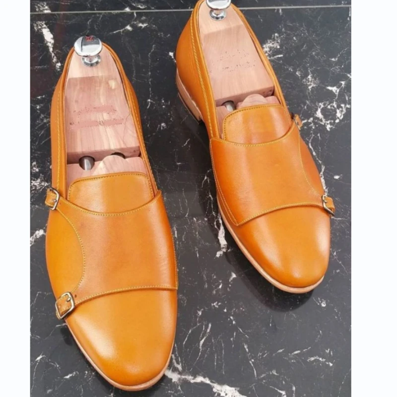 

Туфли Monk Shoes ZQ0841 мужские из искусственной кожи, модные однотонные дышащие удобные Формальные туфли с круглым носком и двумя пуговицами