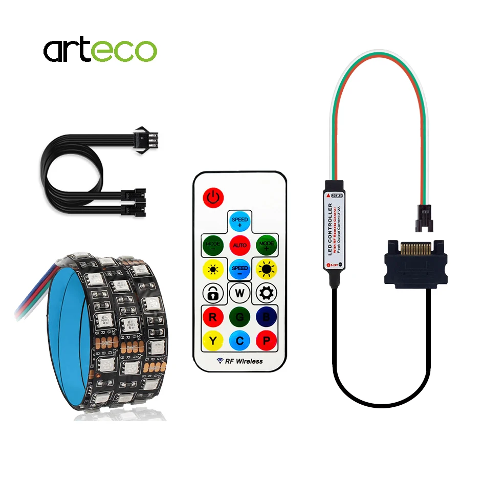 Светодиодная лента SATA RGB WS2812b 5 В 3 контакта Адресуемая для ПК игровой чехол с