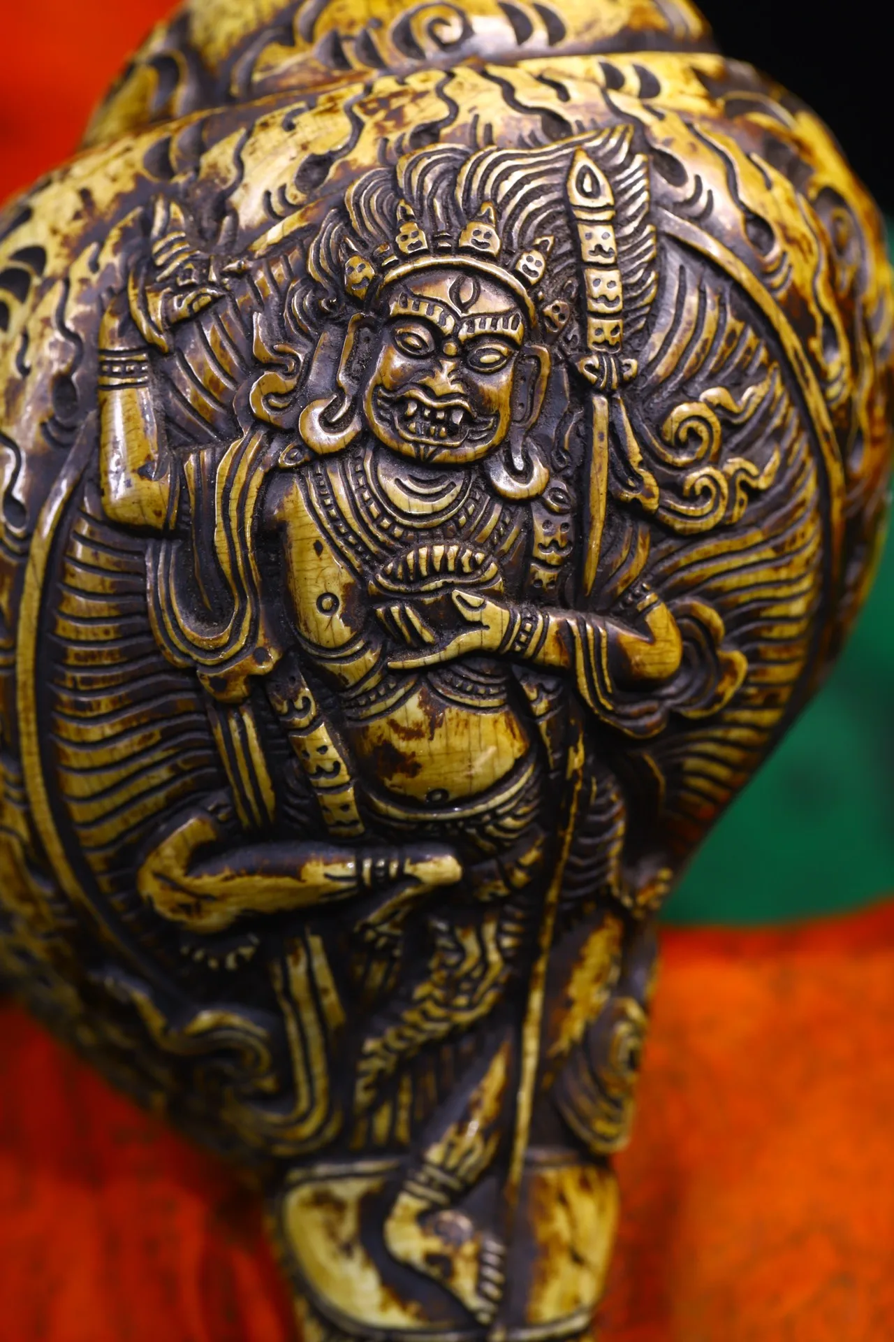 8-дюймовая коллекция тибетского храма старая натуральная раковина киноварь DAKINI