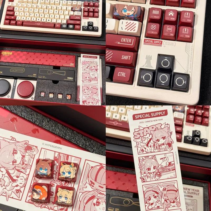 Фото Механическая игровая клавиатура Hypergryph Arknights Retro 87, 2.4G, трехрежимная беспроводная, с полной поддержкой горячей замены клавиш, программируемая, для Windows и Android №3