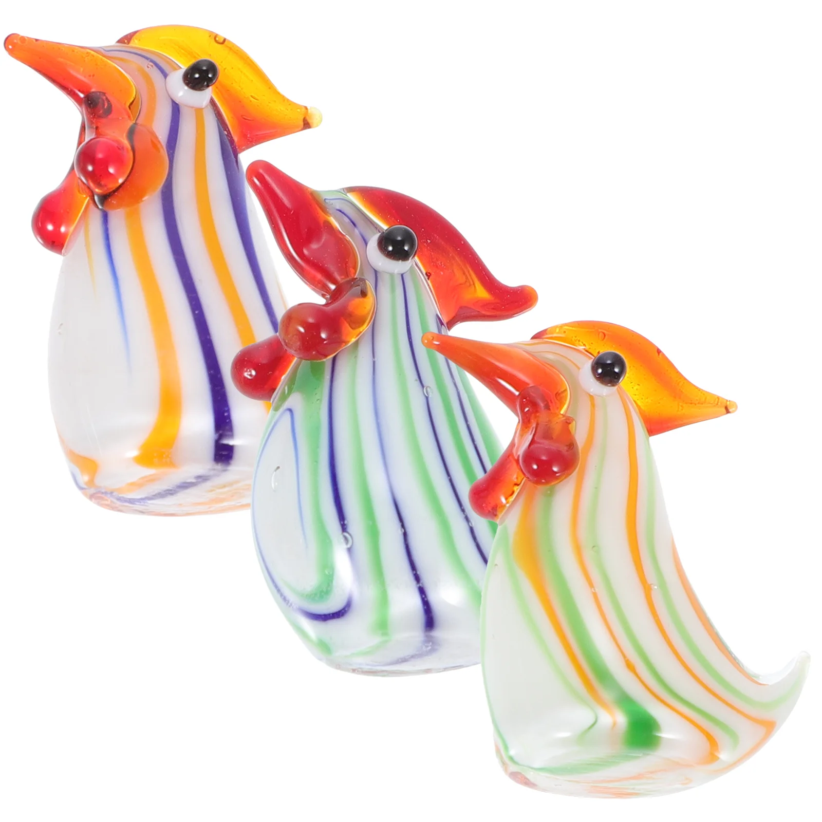 

3 Pcs Glass Chicken Decoration Desktop Ornament Mini Bookshelf Figurine Figurines Collection