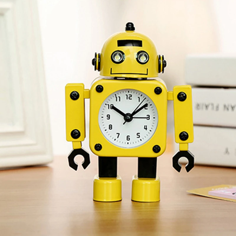 

Creative Children Cartoon Robot Alarm Clocks Student Personal Mute Metal Making Table Alarm Clocks Children Christmas Gift