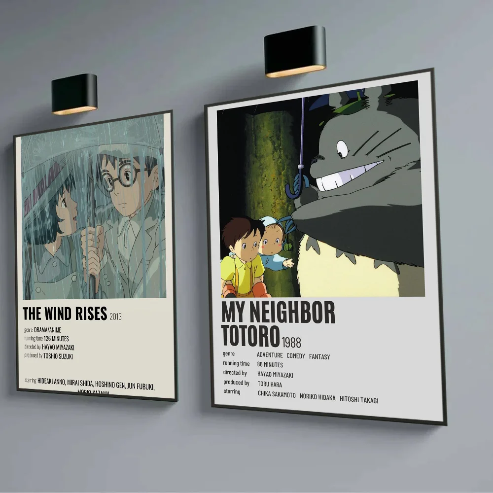 Japanese Famous Movie G-ghibli Poster Sticky Wall Art Printing Waterproof Home Living Bed Room Garage Bar Aesthetic Decor