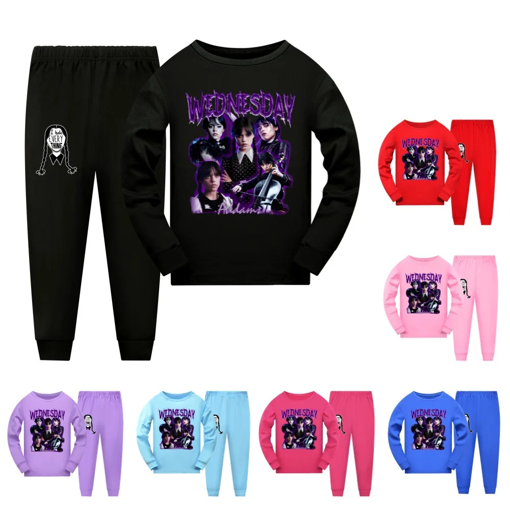 

Wednesday Addams Family Children Pajamas Pyjamas Kids T-shirt+Pants Cartoon Homewear For Girls Pijamas Boys Sleepwear Nightwear