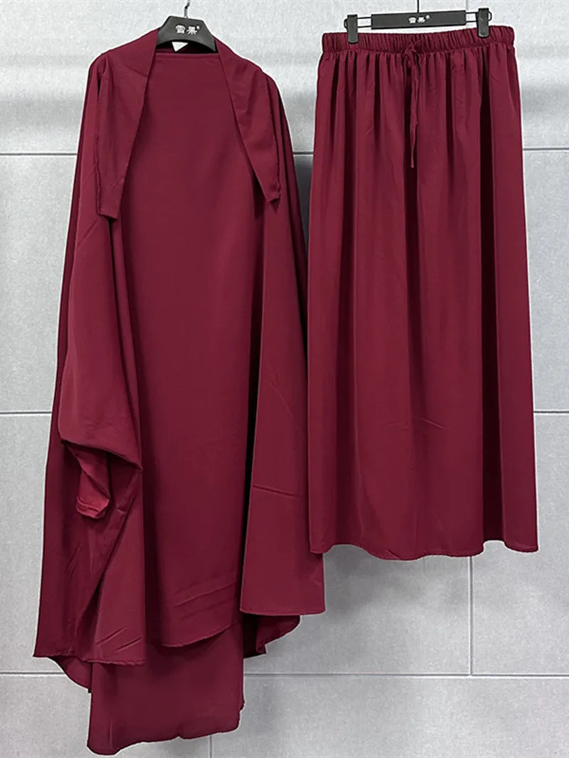2 Pieces Sets Hooded Muslim Women Hijab Dress Prayer Garment Dubai Turkish Modest Outfit Islamic Clothes Islamic Prayer Dresses
