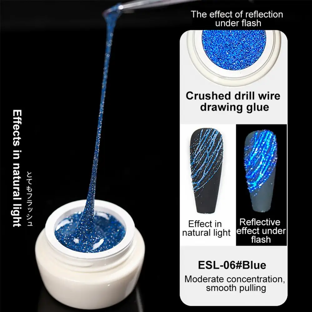 

Reflective Wire Drawing Gel Liner Painting Gel Diy Nails Nail Art Polish Gel Spider Web Varnish 6 Colors Glitter Gel Nail Polish