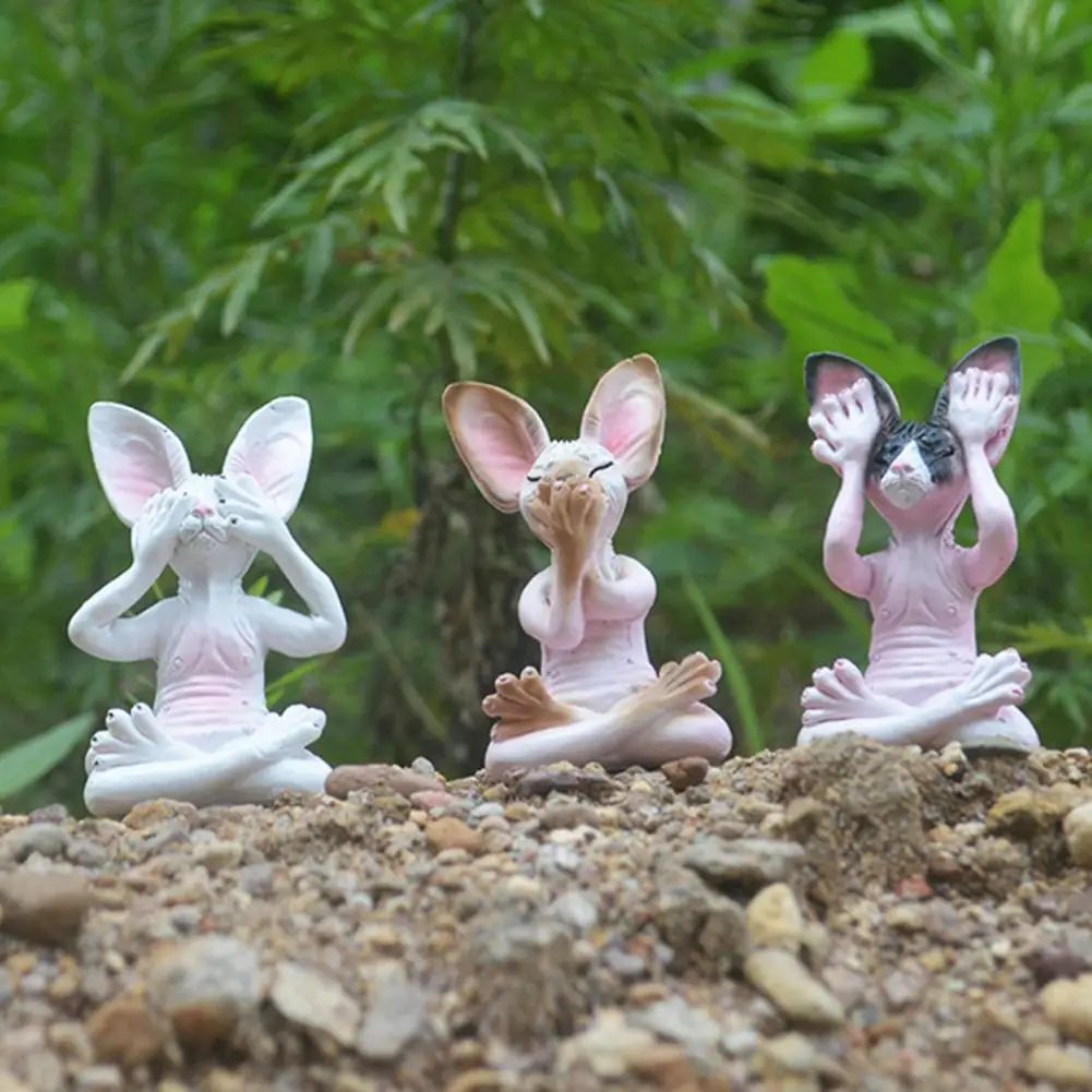 Статуэтка кошки для медитации статуэтка Будды из смолы украшения без волос сидят