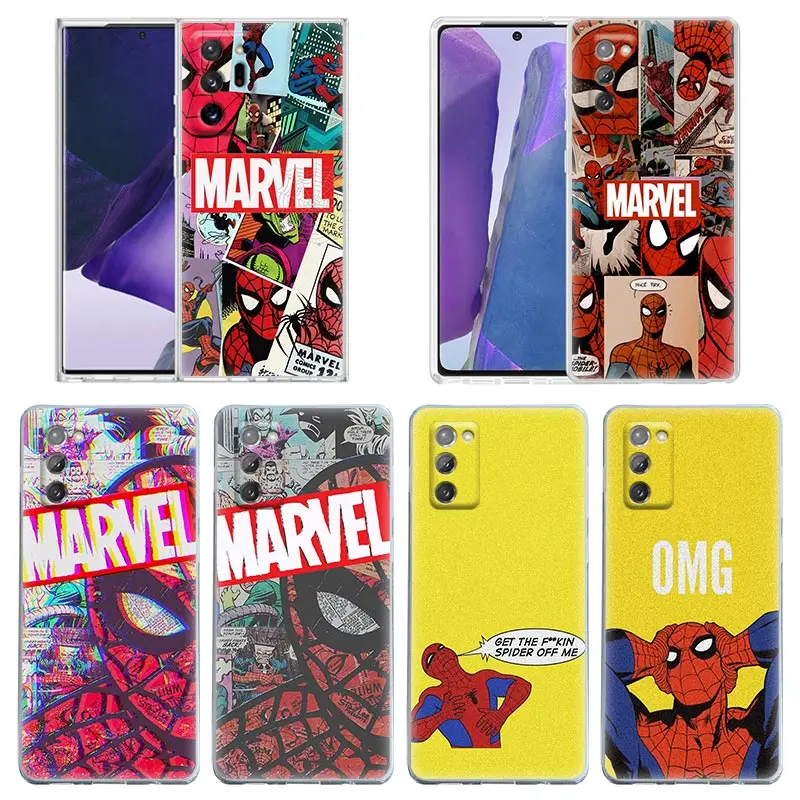 

Case For Samsung Note 20 Ultra 5G 8 9 Plus Funda Galaxy A50 A70s A30 A20 A01 Case Clear Cover Spider-Man Art Marvel Comics