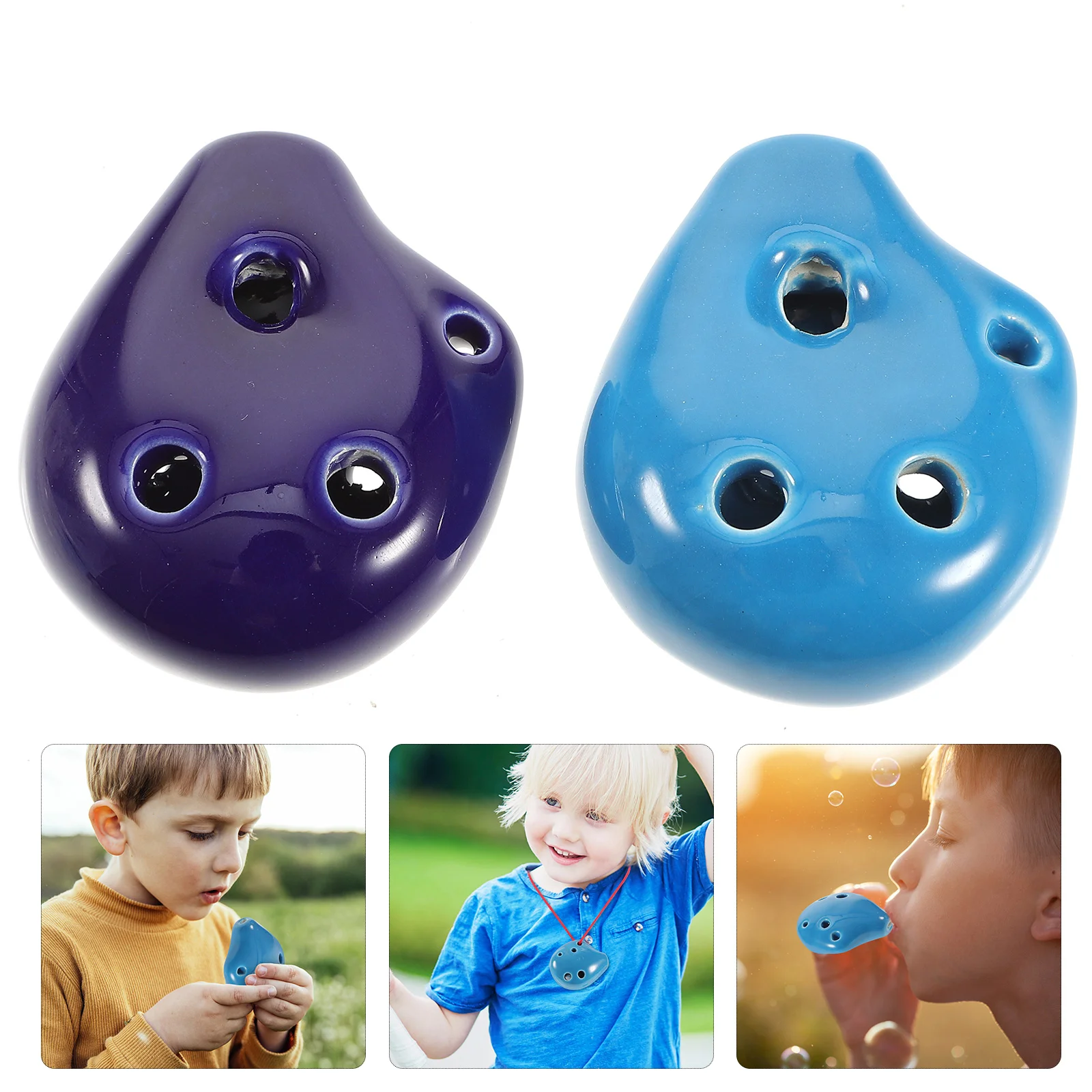 

Ocarina C Hole Alto Ceramic Flute Key Toy Instrument Mini Necklace Pendant Soprano Whistle Kids Children Six Musical Toddler New