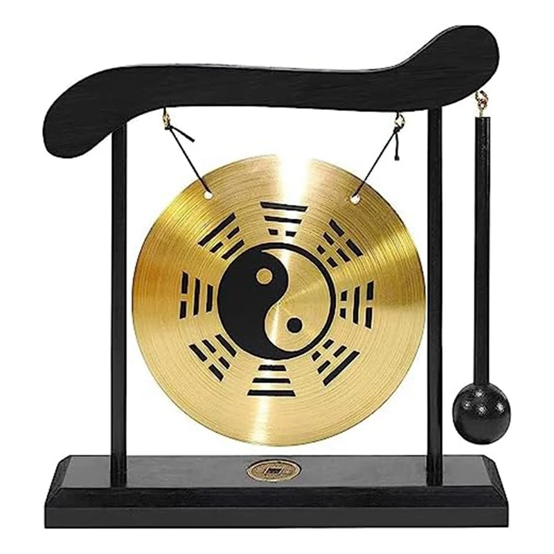 

Desktop Gong - Feng Shui Brass Gong Desktop Ornament With Stand And Mallet, Delicate Chinese Home Decor Durable Eight Diagrams
