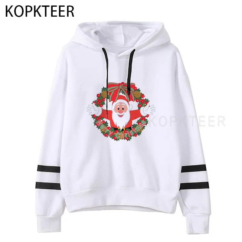 

Christmas Wreath Santa Claus Kawaii Hoodies For Women Clothes Pink White Harajuku Korean Sweatshirt Clothing Streetwear Hoodies