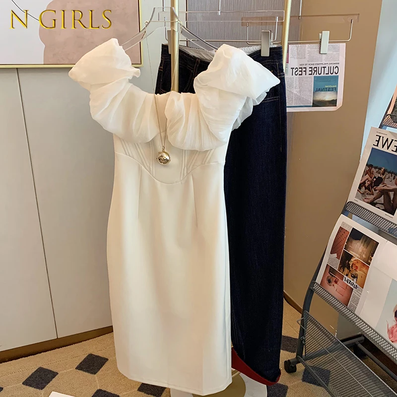 

Summer Off Shoulder Patchwork Dress For Women Party Elegant Fashion Outfits Elegant Midi Bodycon Clothing Vestidos