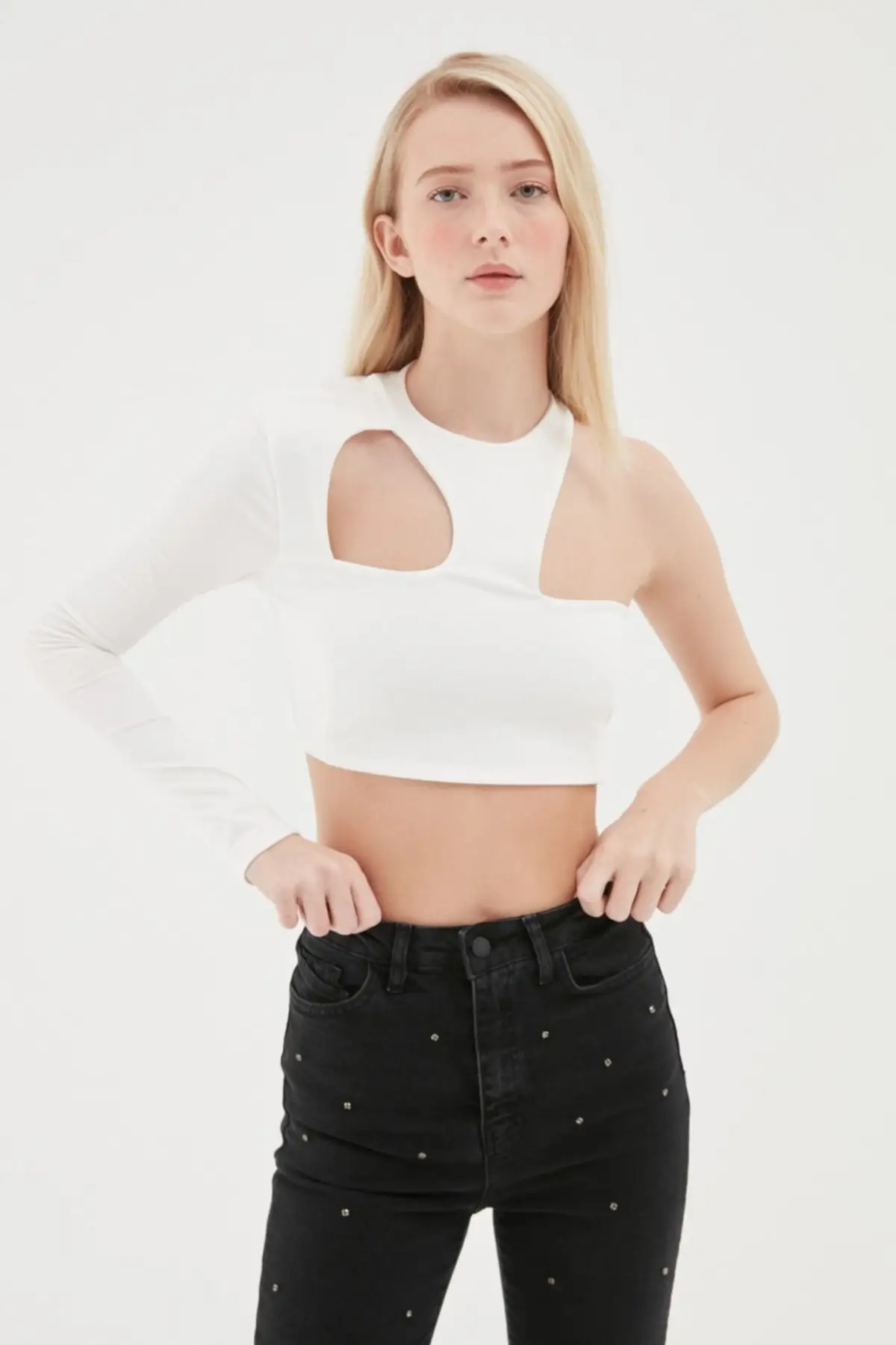 

Women's Summer Crop Top Blouse One-Shoulder Blouse Ecru Casual Tank Top Vest Blouse