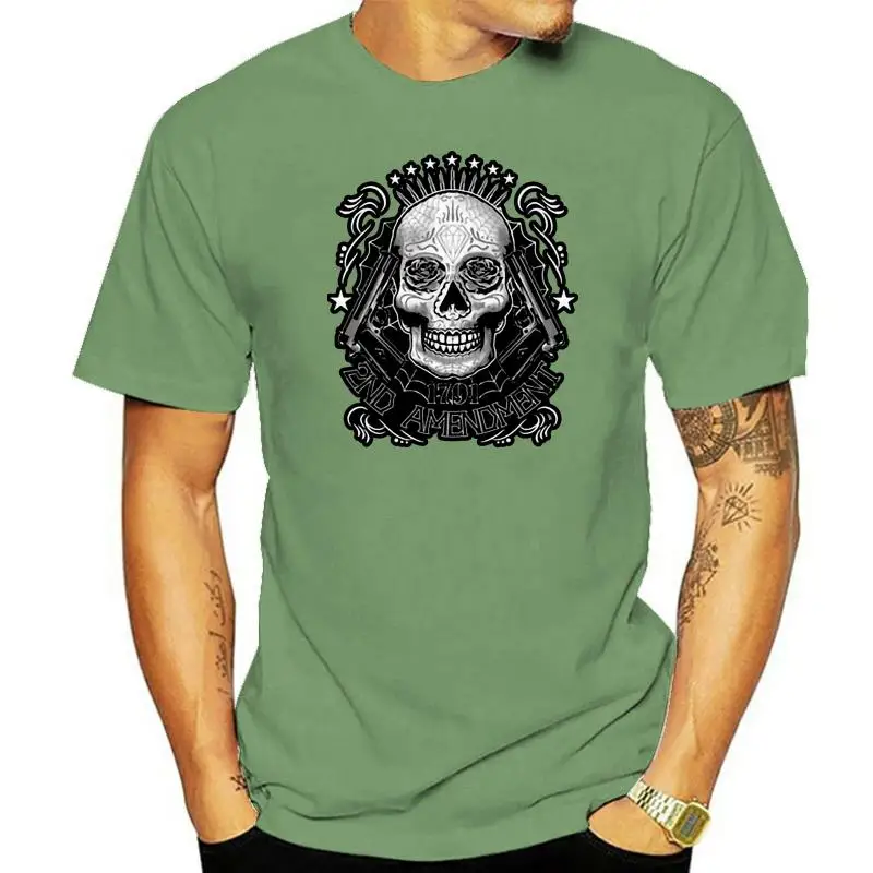 

Mens Black Biker Life T-Shirt - Sugar Skull 2nd Amendment