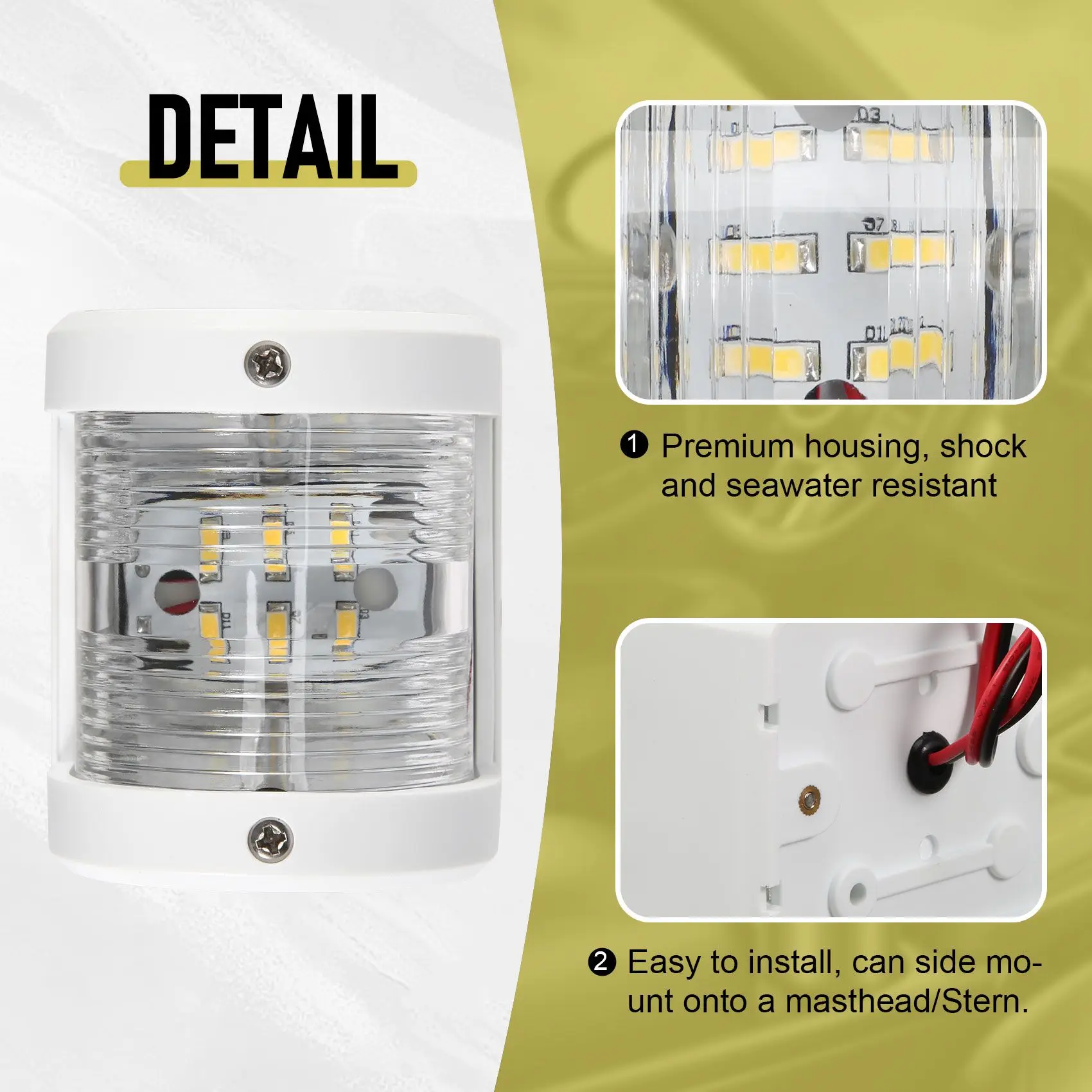 Навигационные огни для лодки 12 В белая подставка фонарь ночного плавания